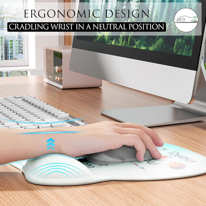 MROCO Ergonomic Mouse Pad with Gel Wrist Rest, Smooth Wrist Support Surface, Non-Slip PU Base for Pain Relief, Comfortable Mousepad for Computer, Laptop, Office & Home, 9.4 x 8.1 in, Black