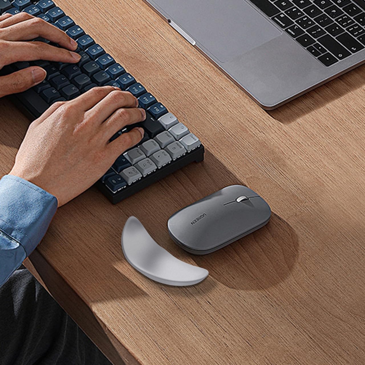 JIKIOU Right-Handed Truly Ergonomic Wrist Rest for Mouse 2 Pack, Carpal Tunnel Support, Pain Relief, Anti-Fatigue, Easy Glide, Office Computer Laptop Gaming Black