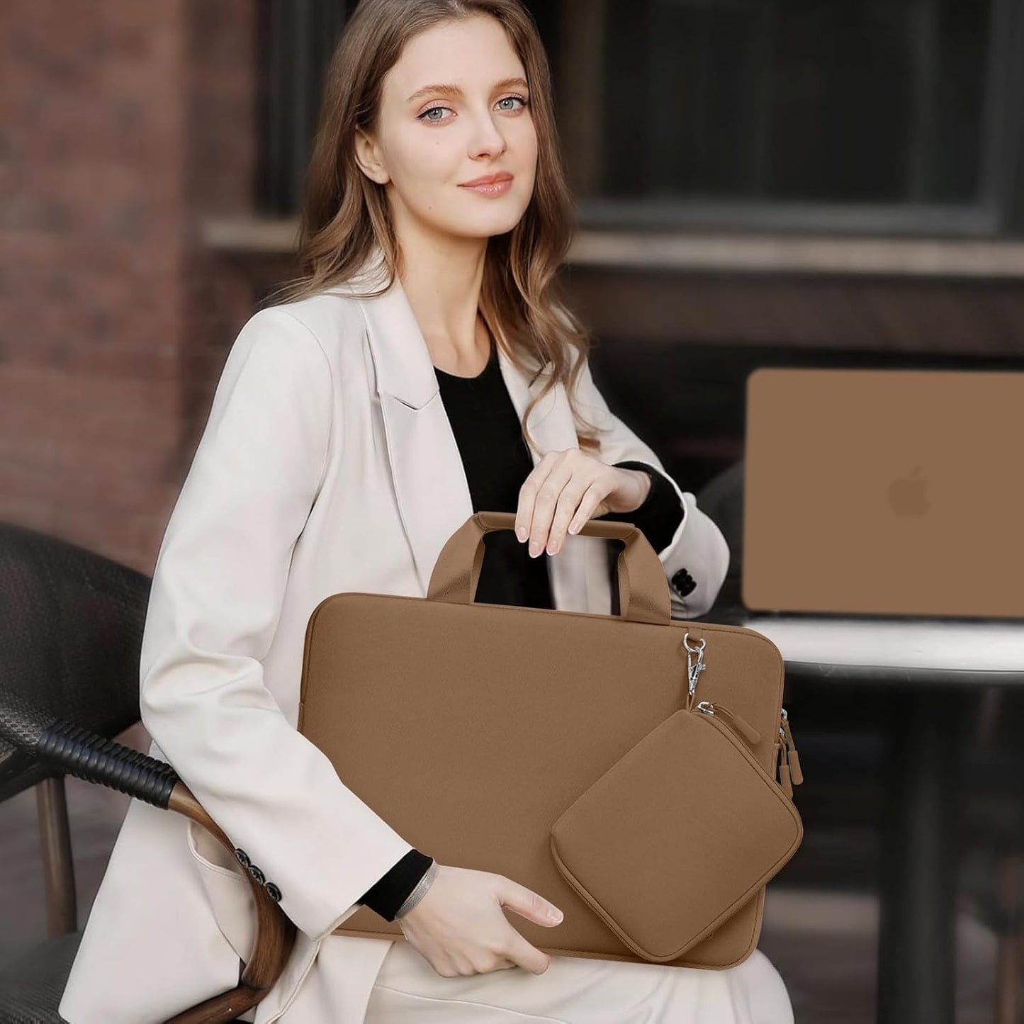 MOSISO Laptop Case 13.3 inch, 13-13.3 inch Laptop Sleeve Bag Compatible with MacBook Air/Pro 13 / Pro 14, HP Dell ASUS, Neoprene Carrying Computer Bag with Handle&Detachable Small Case, Pink