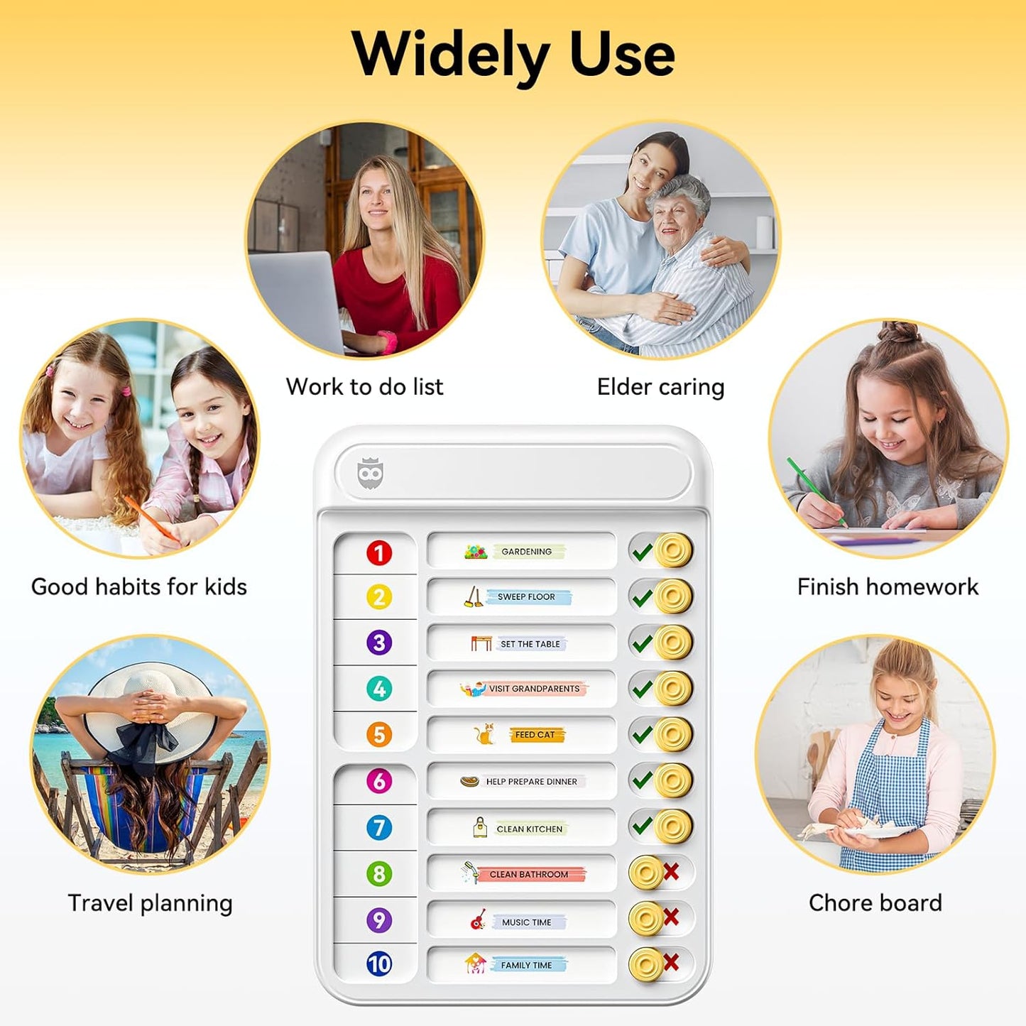 Chore Chart for Kids, Checklist Planning Board with Sliders, 19 Personalizable Sheets and Magnetic Marker, ADHD Tools for Kids to Do List Routine Chart Visual Schedule Board with Stand