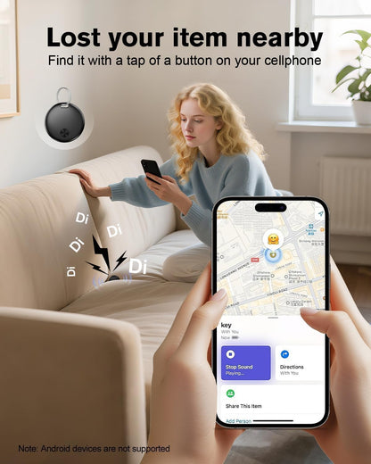 Smart Tracker Tag Item Finder 4Pack, Compatible with Apple Find My APP (iOS Only), IP67 Waterproof, Replaceable Battery, Suitable for Luggage, Bags, Wallets, Backpacks, Keys (weTag mini)