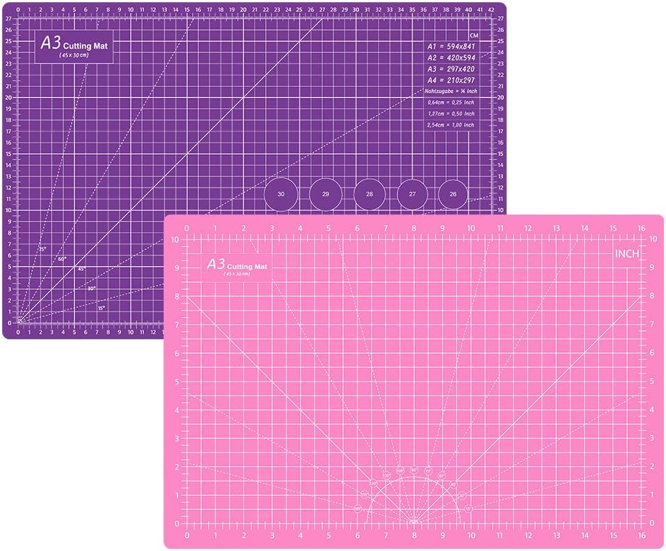 HEADLEY TOOLS 18" x 24" Thickened Self Healing Cutting Mat, A2 Rotary Cutting Sewing Mat for Crafts, Double Sided 5-Ply Table Cutting Board for Fabric Quilting Leather Arts Hobby Project, Grey/Black