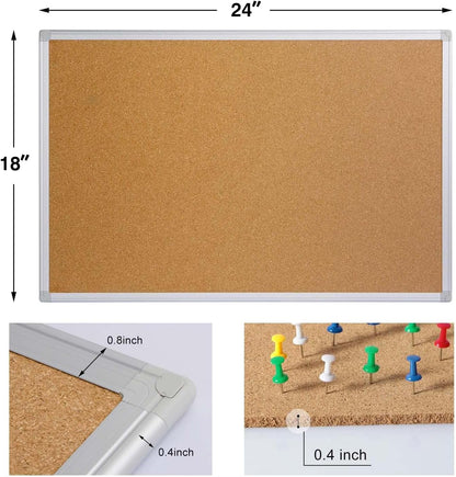Bulletin Board 36 x 48, Silver Aluminium Framed 4x3 Large Wall Mounted Cork Office Notice Pin Board