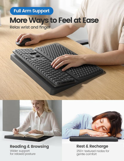 Vaydeer Wrist Rest with Keyboard Stand, Computer Wrist Support Pad, Ergonomic Keyboard Riser Holder Lifter Tray with Wrist Pad, Soft Memory Foam Desk Cushion, Palm Hand Typing for Office Home School