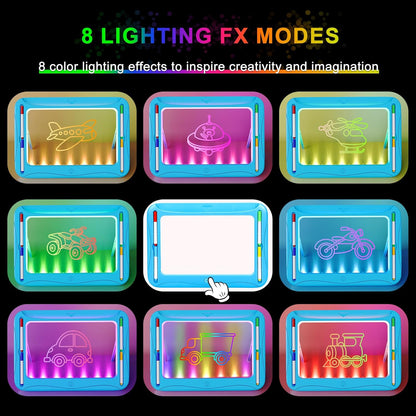 LED Drawing Board, Magic Kids Toys for Boys 4-6, Christmas Birthday Gifts, Light Up Tracing Pad, 9 Double-Sided Cards, 6 Markers, Glow in The Dark Doodle Writing Tablet, Learning Toy Arts Crafts Kits