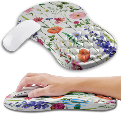 Ergonomic Mouse Pad Wrist Support with Memory Foam Massage Bulge, Carpal Tunnel Pain Relief Mousepad Wrist Rest for Mouse(12x8 inch, Silver Gray Light Purple)