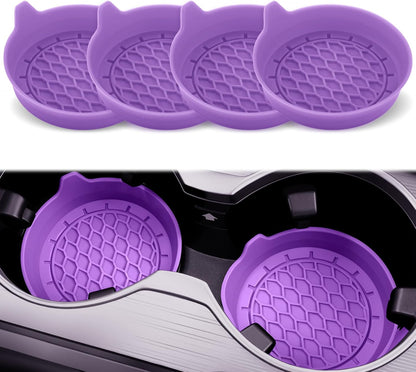 SINGARO Car Cup Holder Coaster, Silicone Cup Holder Insert, Universal Non-Slip Cup Holders, Car Accessories Interior for Women and Man Interior Sets 4 Pack Black