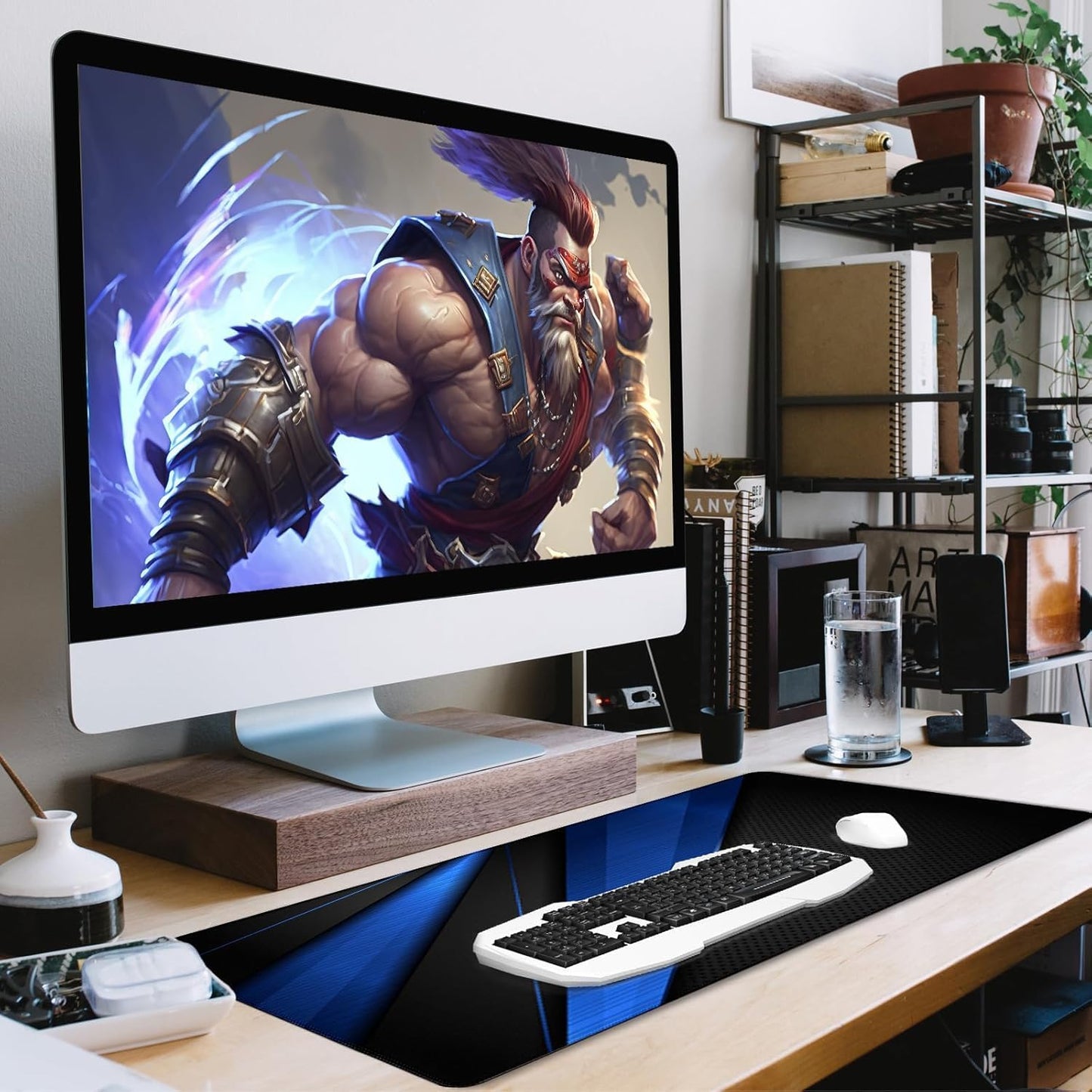 31.5" x 15.7" Waterproof Fabric Desk Pad, Rubber Anti-Slip Base, Stitched Edges No Curling, Fits Laptop Keyboard and Mouse, Smooth Office Mat Large Mouse Pad for Work Game, Black