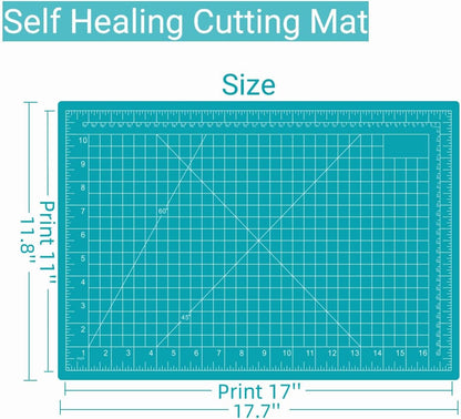 18"x24" Self Healing Cutting Mat, Sewing Mat for Crafts, Double Sided 5-Ply Table Cutting Board for Fabric Quilting Leather Modeling Hobby Project, Turquoise