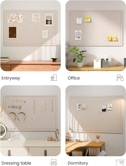 Fluxynara Bulletin Board, 23.6" x 17.5" Cork Board Alternative with 12 Safe Removable Adhesive Tabs, Foldable Felt Pin Board for Home Office, Classroom, Bedroom,Entryway for Walls—Sage