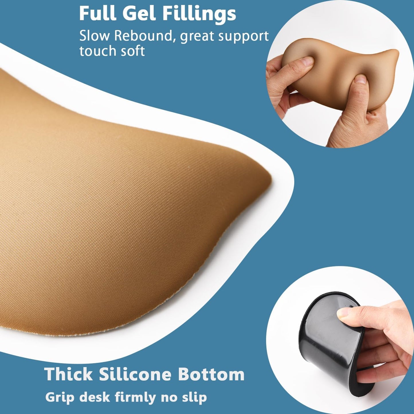Ergonomic Mouse Wrist Rest Pad, Small Gel Mouse Keyboard Support Cushion Non-Slip Base, for Easy Typing and Wrist Pain Relief Office Computer, Laptop, PC Gaming (Blue)