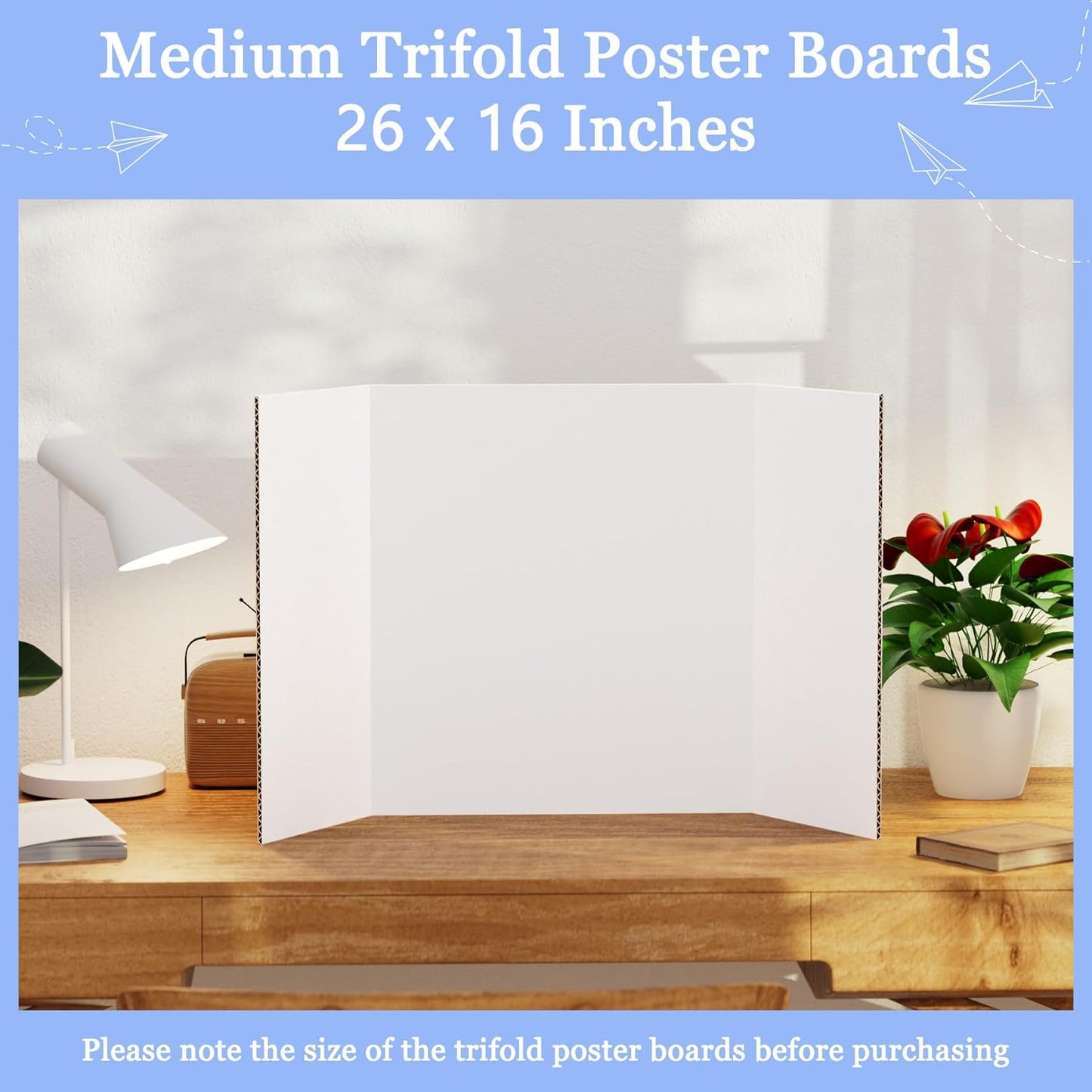 AKONEGE 3Pcs Small Trifold Poster Board, 21 x 14 inches White Tri Fold Poster Boards Corrugated Presentation Board Science Fair Display Boards for School Fun Projects, Exhibitions and Business