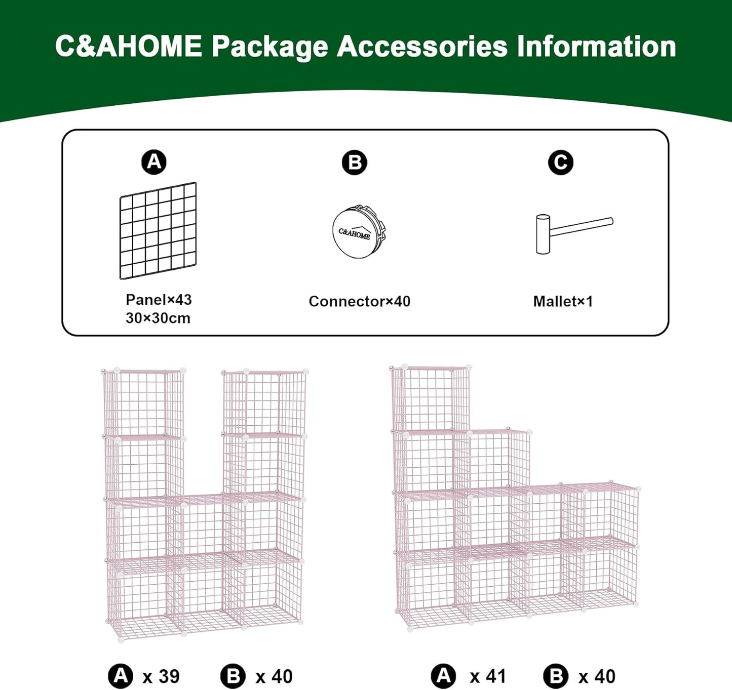 C&AHOME Wire Cube Storage, 12-Cube Storage Organizer Metal, C Grids Storage Bins Shelving, Modular Bookshelf Shelf, Closet Cabinet Ideal for Bedroom, Office 36.6”L x 12.4”W 48.4”H Black