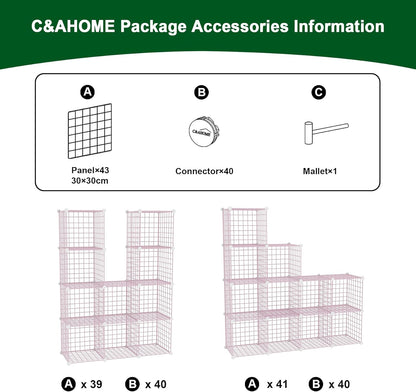 C&AHOME Wire Cube Storage, 12-Cube Storage Organizer Metal, C Grids Storage Bins Shelving, Modular Bookshelf Shelf, Closet Cabinet Ideal for Bedroom, Office 36.6”L x 12.4”W 48.4”H Black