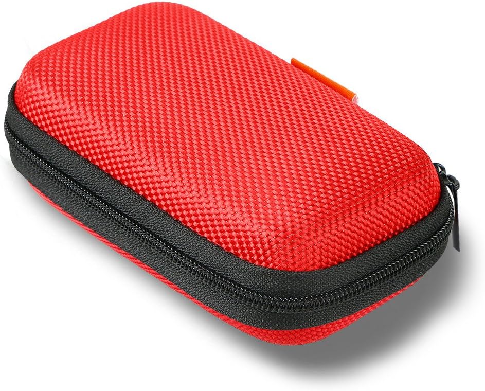 Earphone Earbud Carrying Case Holder - Lightweight Mini Universal Storage Pouch Bag for Wired Earbuds, Airpods, Bluetooth Headset, Wall Charger Adapter, USB Cable, Cell Phone Accessories - Pink