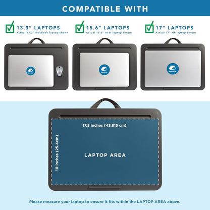 LAPGEAR Compact Lap Desk – Fits Up to 14″ Laptops – Charcoal – Style No. 43105