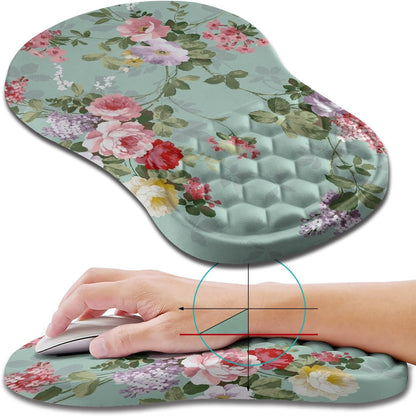 Hokafenle Ergonomic Mouse Pad Wrist Support, Wrist Rest Mousepad for Carpal Tunnel Pain Relief with Integrated Memory Foam Slope Massage Bulge (11.8x7.9 inch,Topographic Contour)