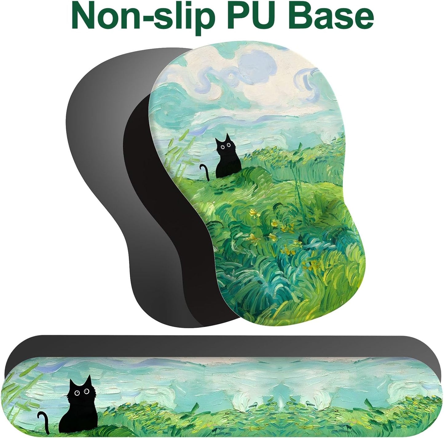 Ergonomic Mouse Pad with Wrist Rest and Keyboard Wrist Rest, Gel Mousepad and Wrist Rest for Computer Keyboard, Pain Relief, Non-Slip PU Base, Mouse Pad with Wrist Support for Gaming, Office, Brown