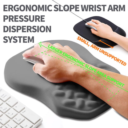 Ergonomic Slope Mouse Pad Wrist Support, Wrist Rest Mousepad for Carpal Tunnel Pain Relief with Massage Bulge and Slow Rebound Memory Foam (12x8 inch, Black)