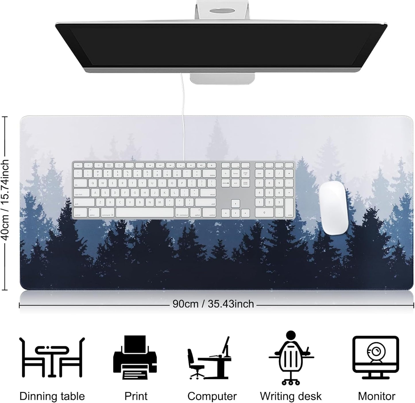 HGWALP Black Topographic Large Gaming Mouse Pad Extended XXL(900 * 400 * 3MM) Mouse Mat Long Desk Pad with Stitched Edges for Keyboard Home Office Gaming Work Big Desk Mat