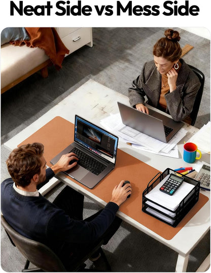 YSAGi Leather Desk Pad Protector, Office Desk Mat, Large Mouse Pad, Non-Slip PU Leather Desk Blotter, Waterproof Laptop Desk Writing Pad for Office and Home (23.6" x 13.8", Eggshell) - Colors B