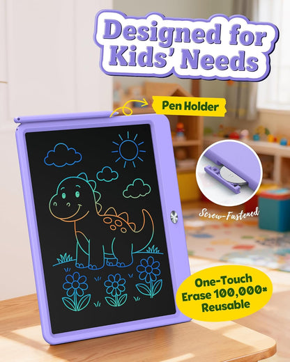 Bravokids 12 Inch LCD Writing Tablet for 3 Year Olds - Electronic Drawing Pad and Doodle Board as Educational Birthday Gifts for Girls and Boys (Pink)