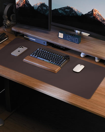 AFIING Desk Pad Protector 23.6" x 13.7" - Non-Slip Waterproof PU Leather Desk Mat for Mouse, Keyboard, Laptop, Office and Home Workspace (Beige)