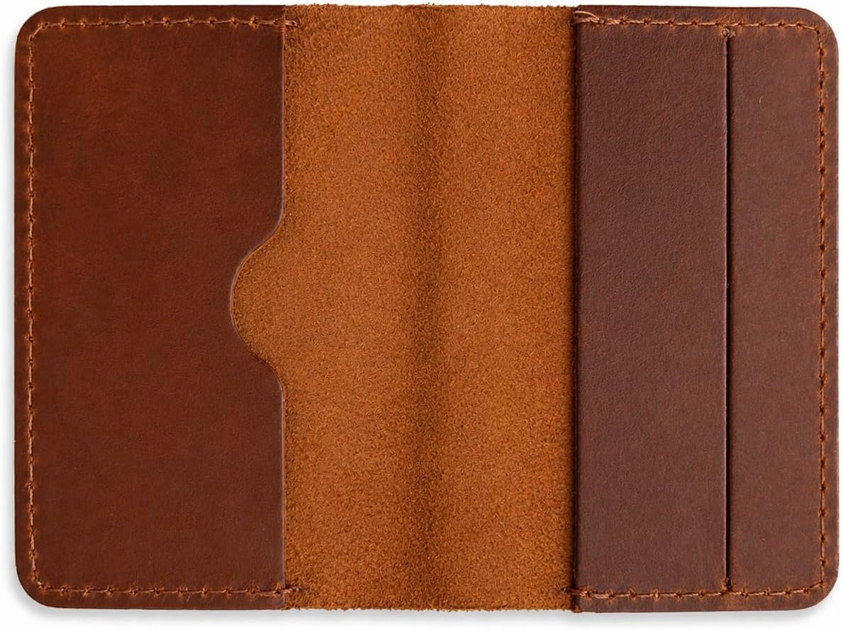 Leather Journal Cover for 2.5 x 4 Inches Pocket Notebooks – Handmade Refillable Mini Notebook Cover – Compatible with Outus, Qeeenar & Similar Small Journals, Travel Memo Pads & Pocket Diaries