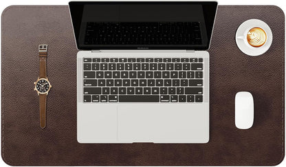 YSAGi Genuine Leather Desk Mat, 35.4"X17" Leather Desk Mat, Office Desk Pad, Thick Desk Pad with Stitched Line, Non-Slip Laptop Writing Pad with Rubber Base(Black, 35.4"X17")