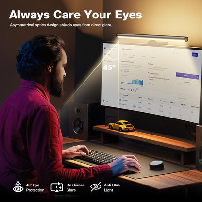 Douxlife Monitor Light Bar, Backlight with Touch Switch＆ Remote Dual Control, Eye-Care Computer Light with Stepless Dimming and Color Temperature for Home Office Gaming, Black