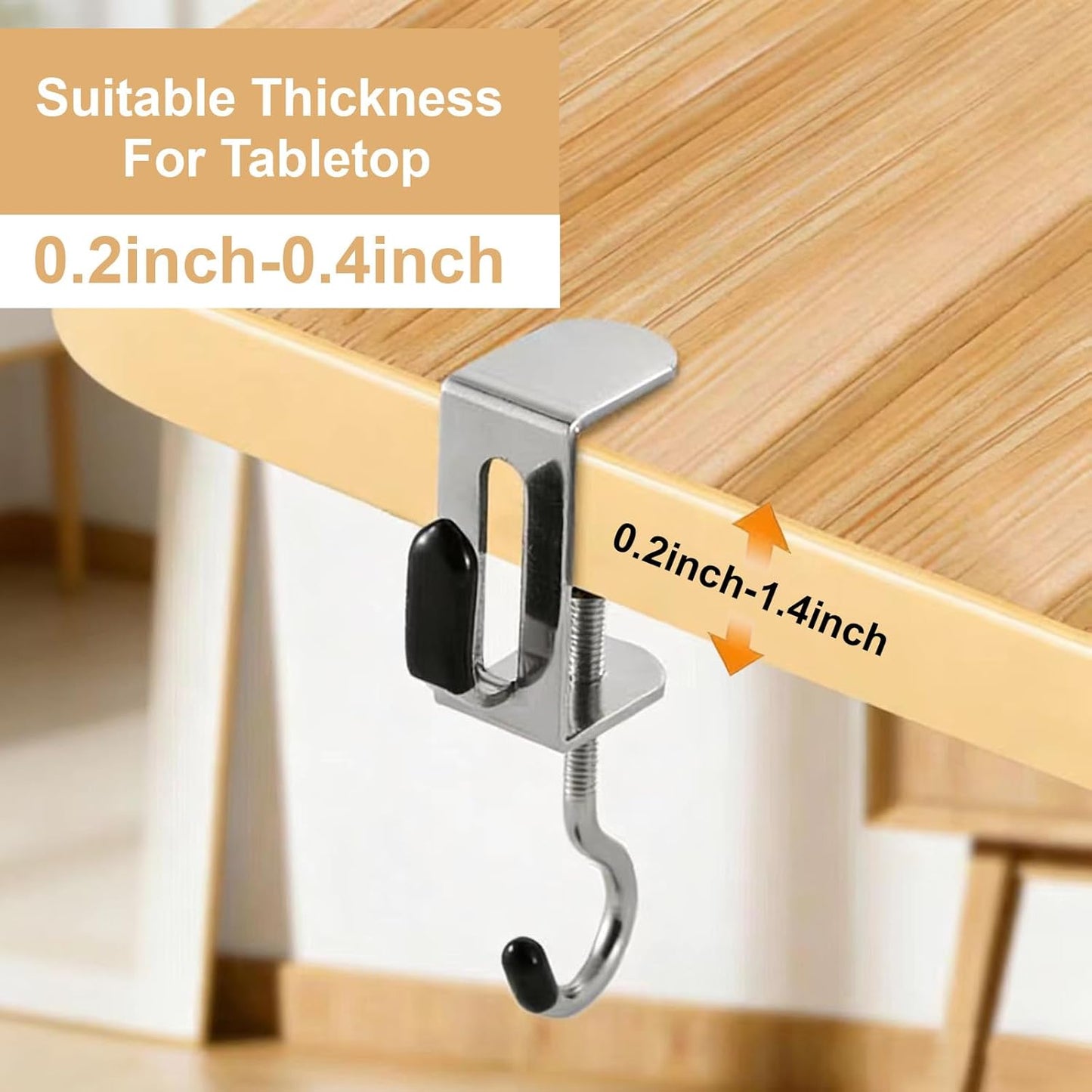 8PCS Desk Hook, Under Desk Handbag Hanger Purse Hook Holder for Table, Backpack Hanger Purse Holder for Desk Adjustable Can Hook Bags, Headphone Holder, Umbrellas, Cups and Keys