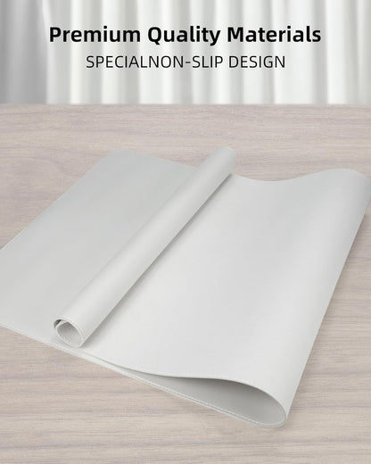 AFIING Desk Pad Protector 23.6" x 13.7" - Non-Slip Waterproof PU Leather Desk Mat for Mouse, Keyboard, Laptop, Office and Home Workspace (Beige)