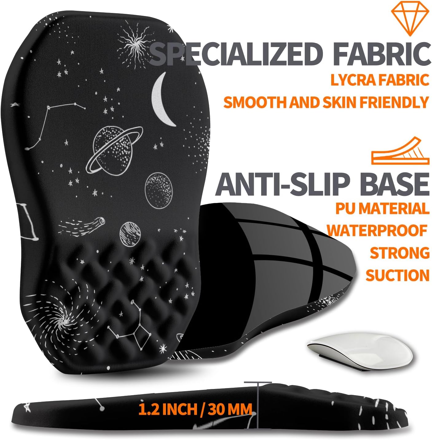 Ergonomic Slope Mouse Pad Wrist Support, Wrist Rest Mousepad for Carpal Tunnel Pain Relief with Massage Bulge and Slow Rebound Memory Foam (12x8 inch, Black)
