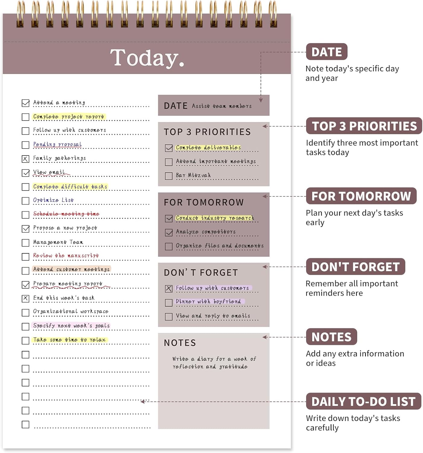 104 Pgs Weekly To Do List Notepad, 52 Duplex-Printed Undated Sheets 100 GSM（8.5"×11") Weekly Desk Planner For Work Home School Office Desk Accessories Supplies & Goal Setting Tasks - Green