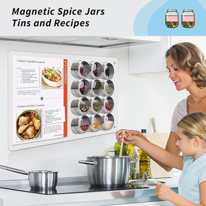 17.7" x 11.8" 2 Pack Metal Magnetic Board - Magnet Bulletin Board to Display Magnetic Letters Numbers Animal, Poetry, Spice Jars, Notes, Photos, Suitable for Wall, Refrigerator, Cubicle, Cabinet