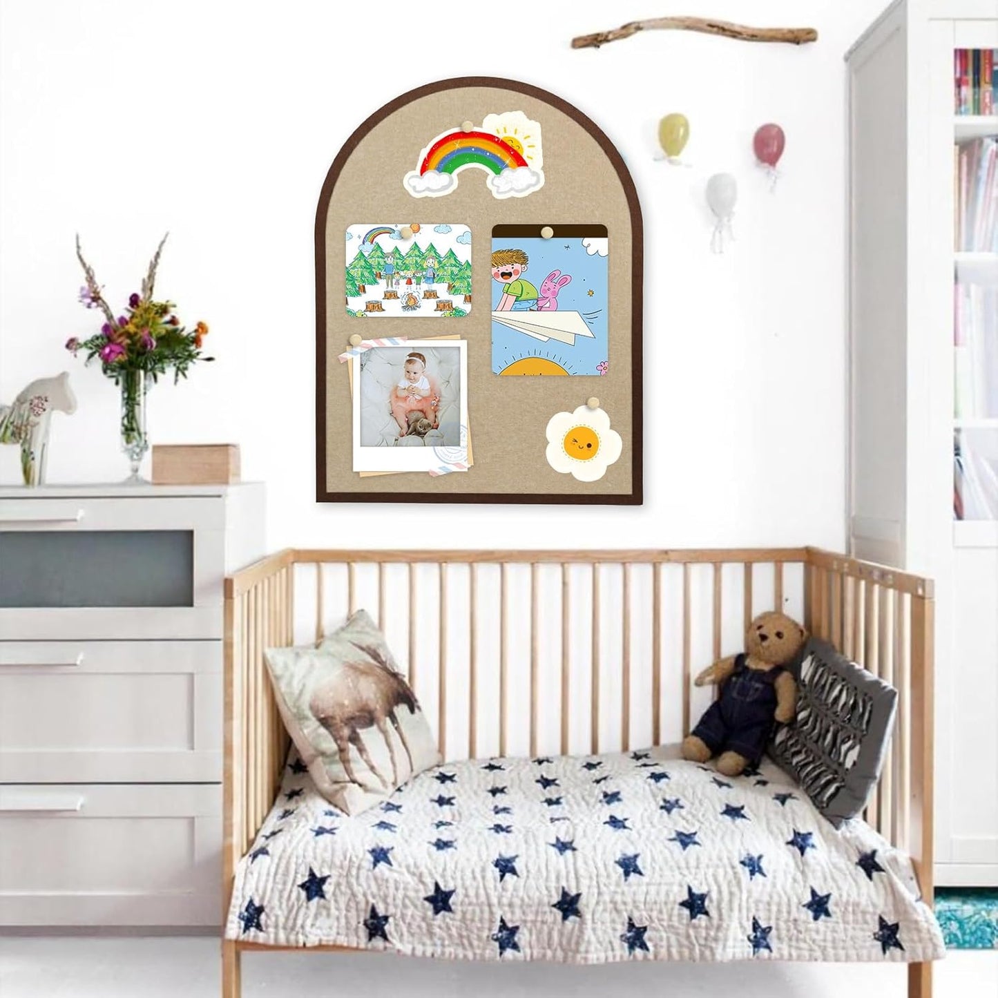 Large Cork Board Alternative, 23.6" x 31.5" Arch Felt Bulletin Board with 20 Wooden Pushpins & Safe Removable Adhesive Tabs, Display Board for School, Home, Office Boho Wall Decor(KAFEI-6080)