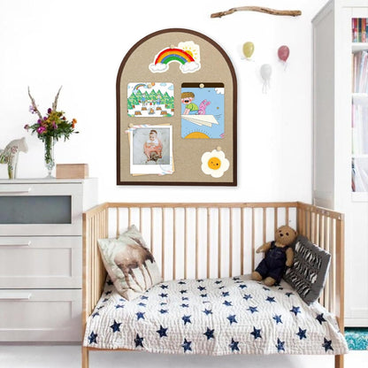 Large Cork Board Alternative, 23.6" x 31.5" Arch Felt Bulletin Board with 20 Wooden Pushpins & Safe Removable Adhesive Tabs, Display Board for School, Home, Office Boho Wall Decor(KAFEI-6080)