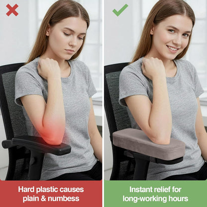 Smiry Ergonomic Office Chair Armrest Pads, Memory Foam Arm Rest Covers, Non-Slip Armrest Cushion with Adjustable Buckles and Straps, Elbow Relief for Desk, Gaming & Wheelchair (Black, Set of 2)