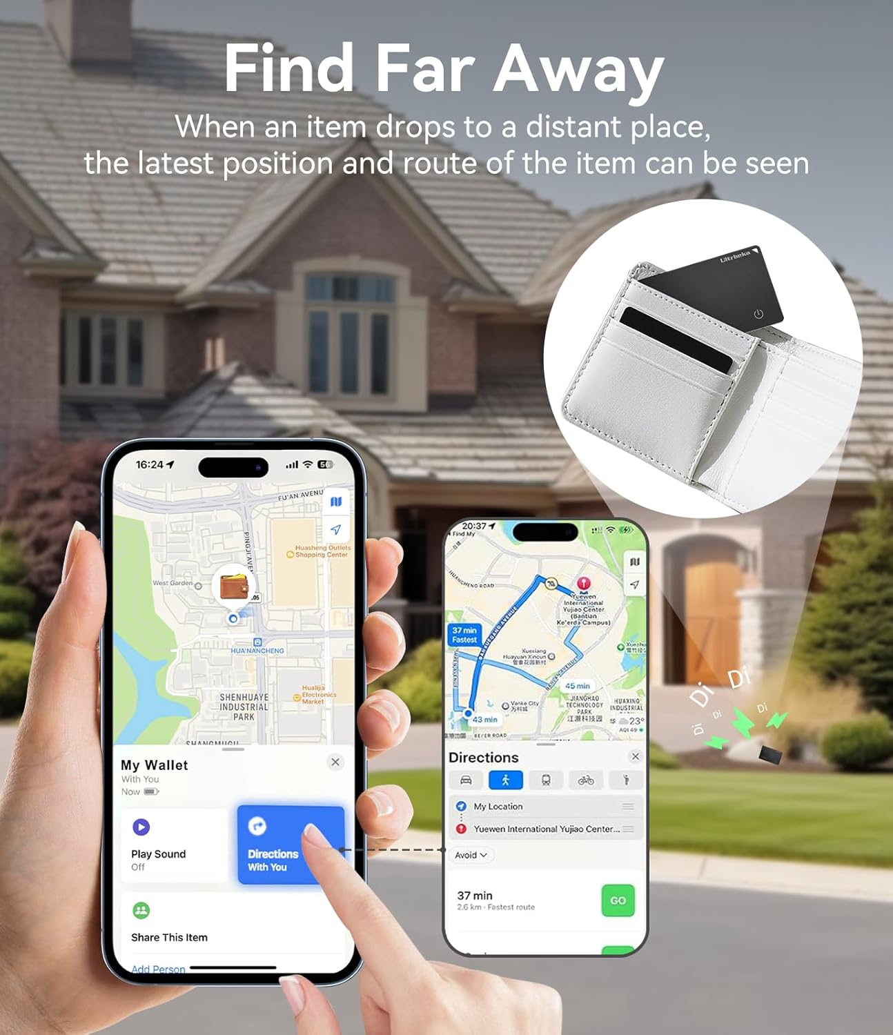 Ultrbeka Wallet Tracker Slim Card Tracker, 0.094in Rechargeable Bluetooth Tracker for Wallets, Passport, Work with Apple Find My, Card Locator- iOS Only [Apple MFi Certified] - 2pcs in 1