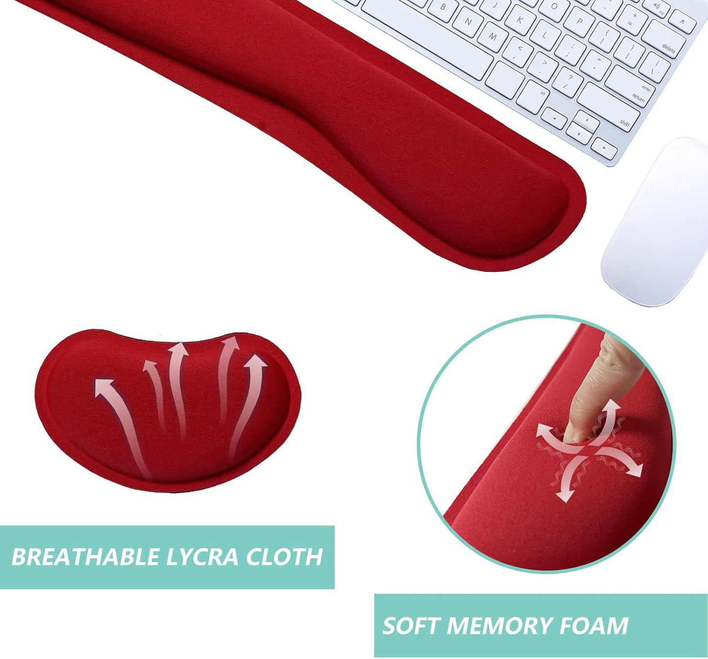 Keyboard Wrist Rest Mouse Wrist Support Set, Memory Foam Wrist Rest Pad for Computer Laptop Keyboard Mouse, Ergonomic Wrist Cushion Support for Typing Pain Relief, Gaming Home Office, Flowers Grass