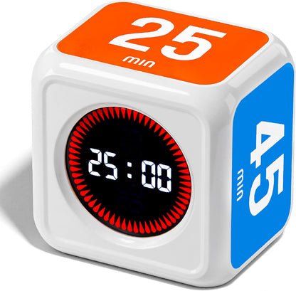 Visual Timer for Kids & Adults – Pomodoro Timer Cube with 5/10/25/45 Min Presets, Custom Visual Countdown & Count Up, Digital Classroom Timer for ADHD, Focus, Study, Work, Rechargeable