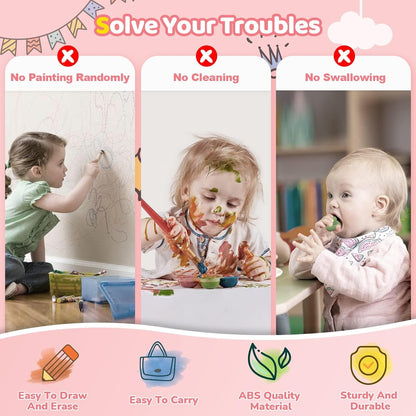 Kikidex Magnetic Drawing Board, Toddler Girl Toys for 1-3 Year Old, Doodle Board Pad Learning and Educational Toys for 1 2 3 Year Old Baby Kids Birthday Gift (Soft Pink)