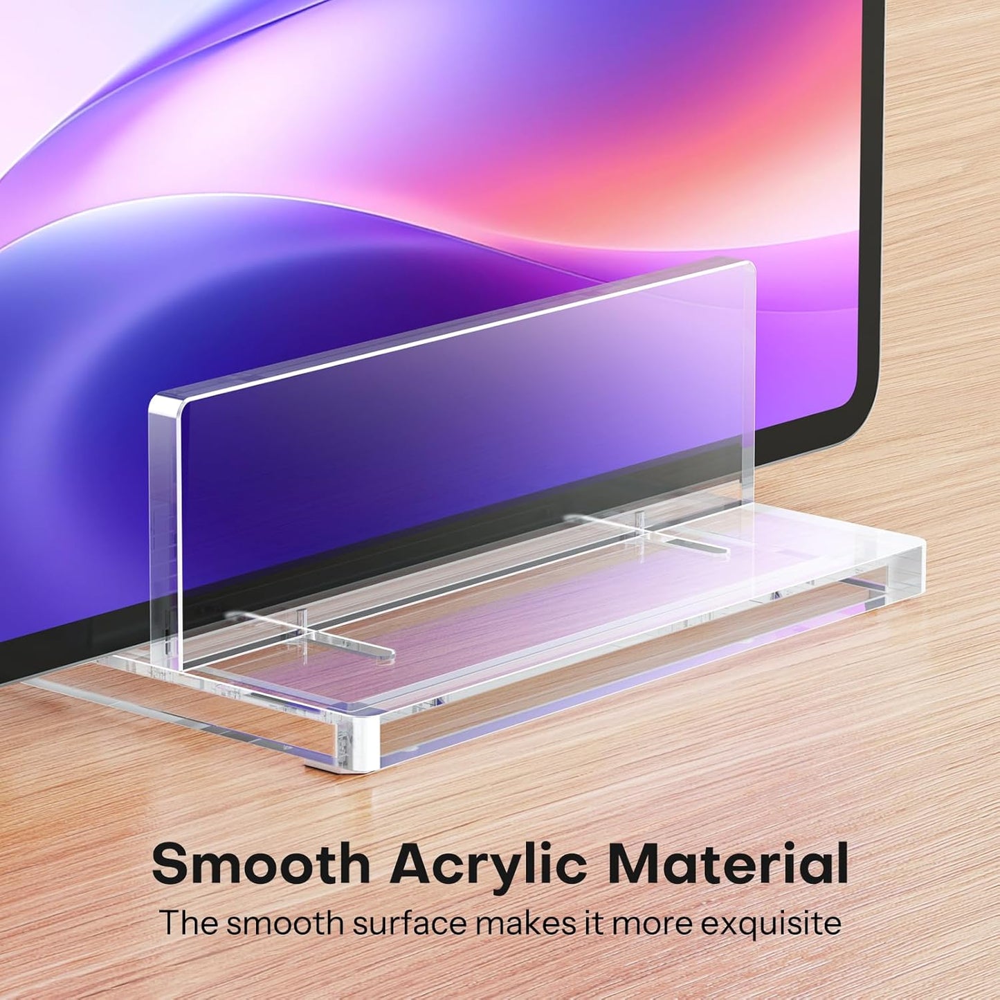 OMOTON Vertical Laptop Stand for Desk, Acrylic Dual Laptop Holder Desktop Clear Adjustable Dock for MacBook Pro Air, HP, All Gaming Laptops up to 17” (Clear, Dual Slot)