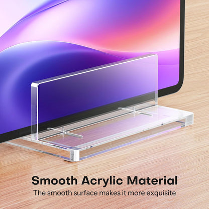 OMOTON Vertical Laptop Stand for Desk, Acrylic Dual Laptop Holder Desktop Clear Adjustable Dock for MacBook Pro Air, HP, All Gaming Laptops up to 17” (Clear, Dual Slot)