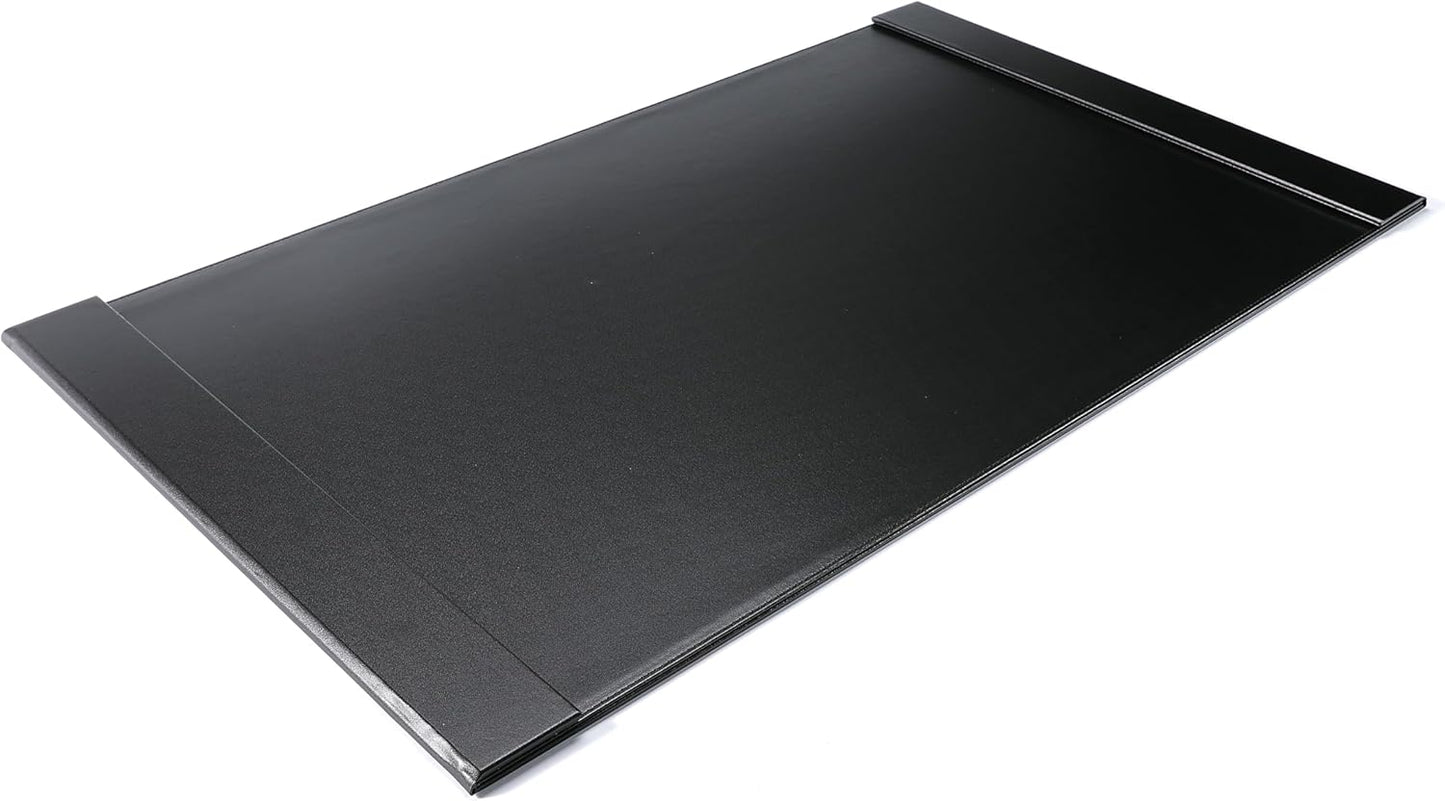 24" x 18" Leather Desk Blotter with Top Rail for Writing Leather Executive Desk Pad Protector Desk Mat for Office Home Workplace Black