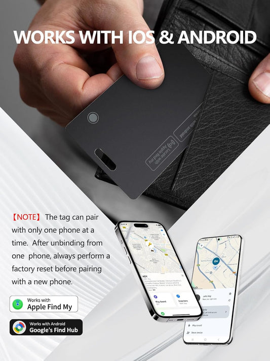 Wallet Tracker Card Work with Apple Find My, Ultra-Slim Rechargeable Tracking Card Credit Card Tracker for Wallet, Luggage, Passport (for iOS, 2 Pack)