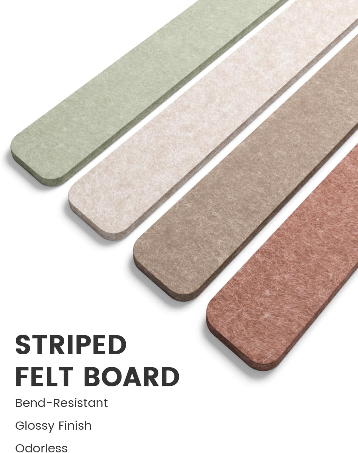 Fluxynara Cork Board Alternative Felt Strip Board 8-Pack 13"x2", Office Pin Board with 50 Push Pins, Adhesive Install for Bedroom Door & Home Office(Linen Dusk)