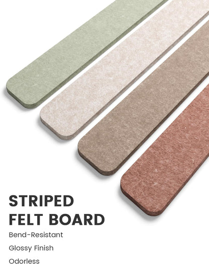 Fluxynara Cork Board Alternative Felt Strip Board 8-Pack 13"x2", Office Pin Board with 50 Push Pins, Adhesive Install for Bedroom Door & Home Office(Linen Dusk)