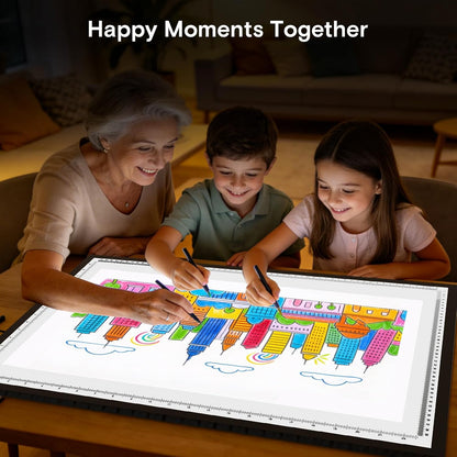 A2 Light Pad 26"x19", 10000+ LUX High Brightness, 3 Colors & 10-Level/Stepless Dimming,Light Board Extra Large with UL Adapter for Diamond Painting, Drawing, Tracing, Sketching-Aluminum Frame