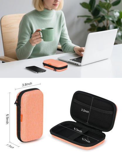Portable Protection Hard EVA Case for External Battery, Cell Phone, GPS, Hard Drive, USB/Charging Cable, Small Carrying Bag Mesh Inner Pocket, Zipper Enclosure, Universal Travel Pouch Bag
